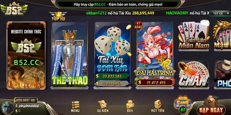 Cổng game tài xỉu B52 được biết đến là một nơi được cộng đồng người chơi