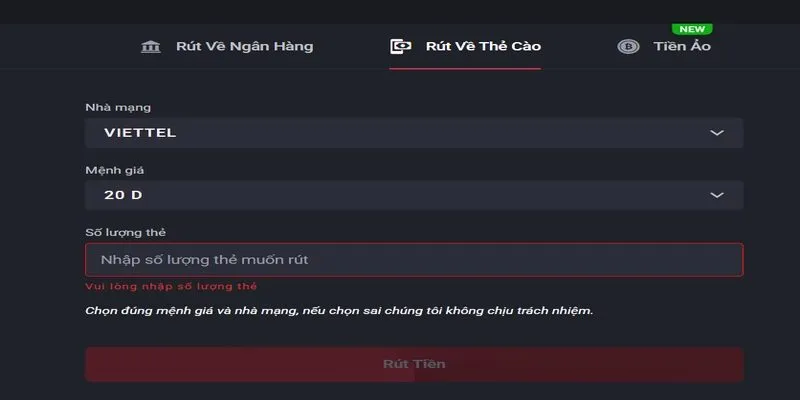 Khi đổi thưởng, anh em lựa chọn cách phù hợp và xác nhận số tiền thực hiện